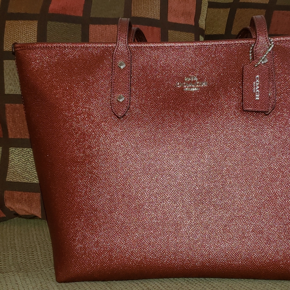 Coach City Zip Leather Tote Handbag